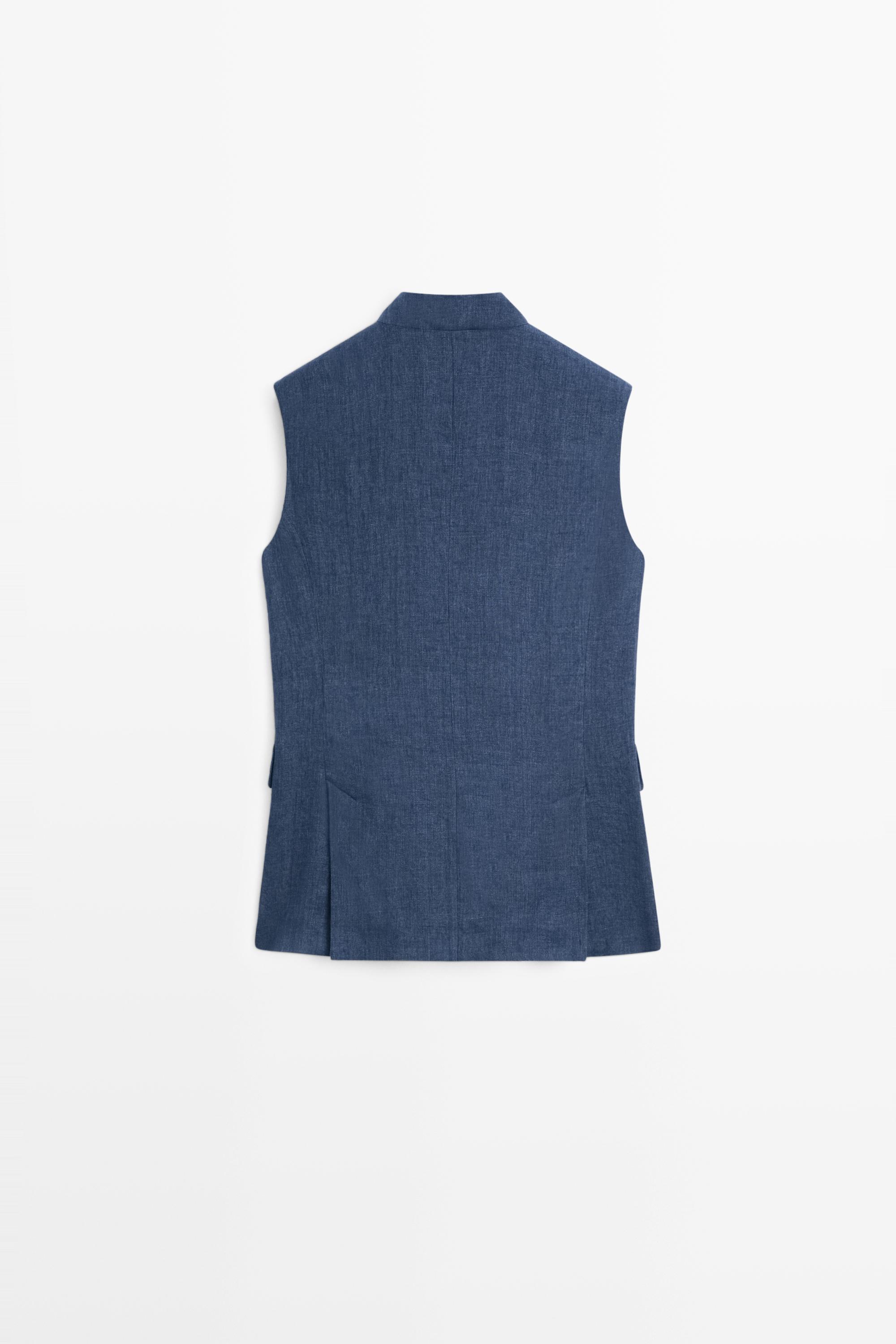 Linen crossover total look vest